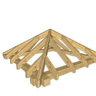 Hip roof structure 2,5x2,5m