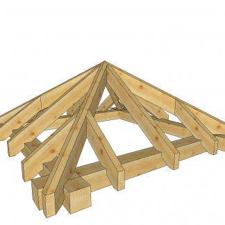 Hip roof structure 2x2m