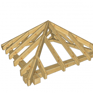 Hip roof structure 3x3m