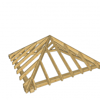 Hip roof structure 4x4m