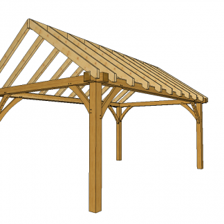 Solid wood gazebo, gable roof 3,5x5,5m