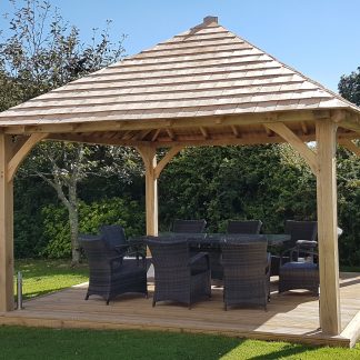 Solid wood gazebo, hip roof 2,5x2,5m