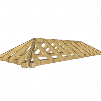 Hip roof structure 2x6m