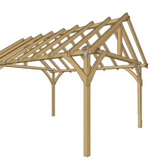 Altana ogrodowa drewniana , dach dwuspadowy 4x4 m spec 100